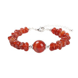 Natural Chip Gemstone Bracelet 10mm Round Focal Bead  Adjustable Chain Healing Crystal Boho Stackable Bracelets for Women #SB3158
