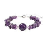 Natural Chip Gemstone Bracelet 12mm Round Focal Bead  Adjustable Chain Healing Crystal Boho Stackable Bracelets for Women #SB3158
