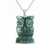 25mm Healing Crystal Owl Gemstone Necklace for Women men Hand Craved Animal Charms Jewelry Healing Chakra SN2329
