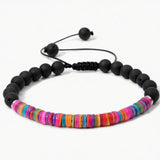 6MM/8MM Matte Black Onyx Bead Braided Bracelet Colorful Shell Heishi Disc Adjustable Woven Bracelets Women Boho Jewelry #M028SB3149