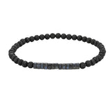 4mm Lava Rock Round Bead Bracelet Natural Stone Flat Disc Bead Stretch Bracelet Boho Crystal Jewelry for Women #SB3156