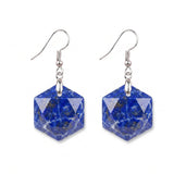 22mm Faceted Hexagon Natural Stone Dangle Earrings Healing Crystal Drop Hook Earrings for Women Men Gift