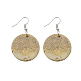 Natural Crystal Flat Round Disc Earrings, Genuine Gemstone Circle Coin Dangle Earrings, Minimalist Boho Healing Chakra Drop Jewelry Gift for Women