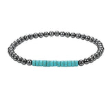 Dainty 4mm Hematite Bead Bracelet Mixed Natural Stone Tube Disc Bead Elastic Stackable Bracelet for Ladies #SB3156