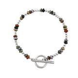 4MM Natural Stone Heishi Disc Bracelet Silver OT Toggle Clasp Dainty Stackable Boho Crystal Beaded Bracelets Women Jewelry #SB3147S