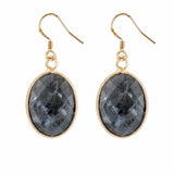 Natural Gemstone Faceted Oval Gold Bezel Fish Hook Dangle Earrings Gold Plated Crystal Drop Earrings Women Jewelry Gift