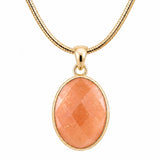 Faceted Oval Natural Crystal Gold Plated Pendant Necklace Snake Chain Multiple Stone Healing Stone Necklace