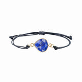 Handcrafted Triangle Crystal Bracelet, Sliding Knot Adjustable Black Braided Rope Natural Stone Minimalist Boho Jewelry for Daily Wear #SB3130