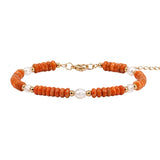 Handmade Flat Disc Natural Gemstone Bracelet 6mm Heishi Beads With Freshwater Pearls Silver Clasp Chain Adjustable Women #SB3137