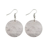 Natural Crystal Flat Round Disc Earrings, Genuine Gemstone Circle Coin Dangle Earrings, Minimalist Boho Healing Chakra Drop Jewelry Gift for Women