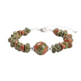 Natural Chip Gemstone Bracelet 10mm Round Focal Bead  Adjustable Chain Healing Crystal Boho Stackable Bracelets for Women #SB3158