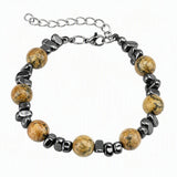 10MM Natural Gemstone & Hematite Adjustable Bracelet with Extension Chain - Unisex Healing Crystal Jewelry Gift for Men Women #SB3153