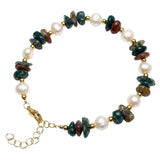 Natural Freshwater Pearl & Stone Bracelet Irregular Chip Crushed Stone Gold Plated Adjustable Chain Bracelet for Women #SB3157