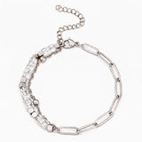Natural Gemstone Heishi Bead Paperclip Chain Bracelet Stainless Steel Adjustable Layering Bracelet Women Fashion Jewelry #SB3163