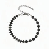 6MM Heishi Disc Spacer Round Bead Matte Onyx Gemstone Bracelet Silver Chain Adjustable #SB3145