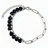 6MM Heart Shape Gemstone Paperclip Chain Bracelet Stainless Steel Adjustable Dainty Stackable Women Jewelry #SB3164