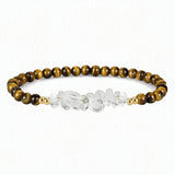 4mm Natural Gemstone Round Bead Stretch Bracelet With Clear Quartz Chip Crystal & Gold Spacers Unisex Healing Stackable Wristband Multi‑Stone Gift #SB3144