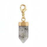 Hexagonal Crystal Bullet Stone Pendant Bag Tag Charm Gold Lobster Clasp Purse Handbag Zipper Pull DIY Jewelry Making Accessories #SP2057