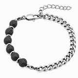 8MM Natural Stone Bead Stainless Steel Curb Chain Bracelet Unisex Healing Crystal Adjustable Men Women Stackable Jewelry #SB3152