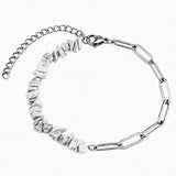 Healing Crystal Chips Stone Paperclip Link Bracelet Dainty Layering Handmade Bracelet Multiple Stone Options #SB3165