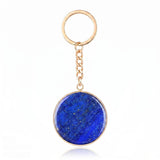 Fashion 30MM Round Disc Gemstone Keychain Chakra Healing Amulet Car Key Holder Ring  #KC2060