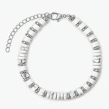 Natural Stone Disc Bead Silver Plated Bracelet Adjustable Chain Heishi Wheel Bead Gemstone Bracelet for Women #SB3142