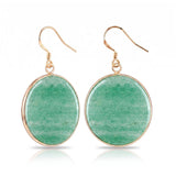 Natural Stone Round Dangle Earrings 30mm Gemstone Crystal Drop Jewelry Gold Plated Hooks #PE2060