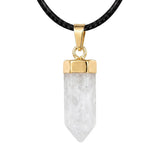 Natural Crystal Hexagonal Bullet Stone Necklace Mini Point Pendant Gold Color Chain Jewelry Women Healing Chakra Choker
