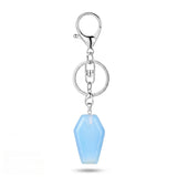 Natural Stone Coffin Keychain with Lobster Clasp Crystal Healing Gemstone Key Ring Bag Charm