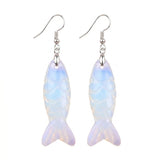 Hand Carved Natural Gemstone Fish Earrings for Women Crystal Dangle Earrings with Hypoallergenic Hooks Healing Stone Jewelry