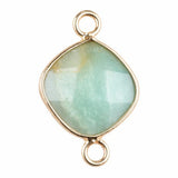 Natural Stone Rhombus Connector Pendant 15mm Faceted Double Loop Links Pocket Healing Reiki Chakra Decor DIY Jewelry Making #SP2051