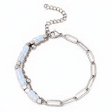 Natural Gemstone Heishi Bead Paperclip Chain Bracelet Stainless Steel Adjustable Layering Bracelet Women Fashion Jewelry #SB3163