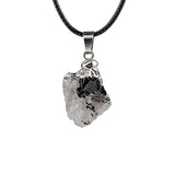 Healing Chakra Crystal Necklace for Women Men  Silver Cap  Irregular Rough Tumbled Stone Pendant Jewelry
