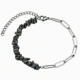 Healing Crystal Chips Stone Paperclip Link Bracelet Dainty Layering Handmade Bracelet Multiple Stone Options #SB3165