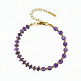 6MM Heishi Disc Spacer Round Bead Gemstone Bracelet Gold Chain Adjustable #SB3145