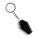 Natural Gemstone Coffin Keychain - Faceted Healing Crystal Gothic Key Ring & Bag Charm