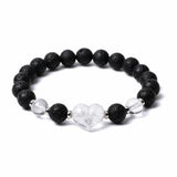 The Grounding Love Stone Bracelet - Handcrafted Lava Rock & Crystal Heart Jewelry #SB3134