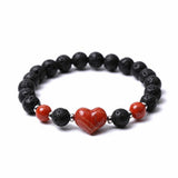 The Grounding Love Stone Bracelet - Handcrafted Lava Rock & Crystal Heart Jewelry #SB3134