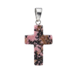 Natural Gemstone Cross Pendants 18x25mm Healing Crystal Stone Charms Handcrafted Spiritual Reiki Energy Protection