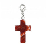 Gemstone Cross Charms with Lobster Clasps 18x25mm Healing Crystal Pendant for DIY Jewelry Making Reiki Energy #SP1030