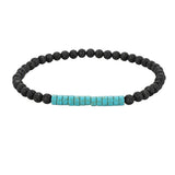 4mm Lava Rock Round Bead Bracelet Natural Stone Flat Disc Bead Stretch Bracelet Boho Crystal Jewelry for Women #SB3156