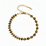 6MM Heishi Disc Spacer Round Bead Gemstone Bracelet Gold Chain Adjustable #SB3145