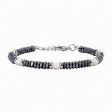 Hematite Heishi Disc Bead Bracelet 4MM Natural Multi‑Color Gemstone Accent Adjustable Unisex Stack Wrist Jewelry #SB3150