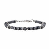 Hematite Heishi Disc Bead Bracelet 4MM Natural Multi‑Color Gemstone Accent Adjustable Unisex Stack Wrist Jewelry #SB3150