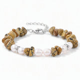 Handmade Healing Crystal Chip Bracelet Freshwater Pearl Beads Silver Extension Chain Women Fashion Stackable Bracelet #SB3136