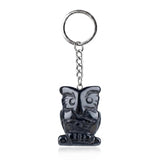Natural Gemstone Owl Keychain - Hand-Carved Crystal Animal Key Ring for Women Men