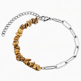 Healing Crystal Chips Stone Paperclip Link Bracelet Dainty Layering Handmade Bracelet Multiple Stone Options #SB3165