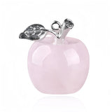 Hand-Carved 20MM Natural Gemstone Apple Keychain with 7-Chakra Beaded Chain Healing Chakra Crystal Charms Key Chains