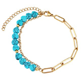 6MM Heart Shape Gemstone Paperclip Chain Bracelet Gold Stainless Steel Adjustable Dainty Stackable Women Jewelry #SB3164
