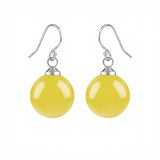 Women Gemstone Balls Drop Earring Healing Chakra Crystal 10MM Beads Dangle Earrings